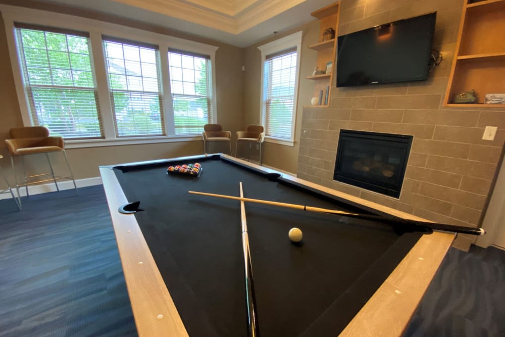 Billiards table in the clubhouse at Rivers Pointe Apartments in Liverpool, New York