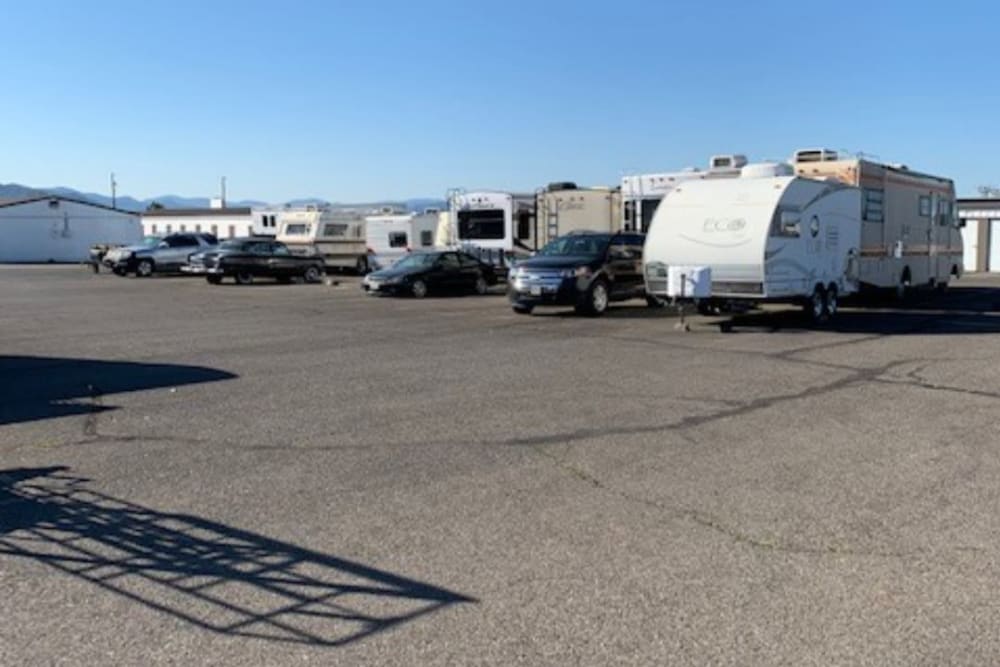 RV and boat parking spaces at BuxBear Storage Medford Bullock Road in Medford, Oregon