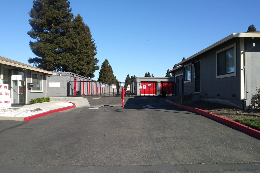 Gated entryway to units at BuxBear Storage Santa Rosa in Santa Rosa, California