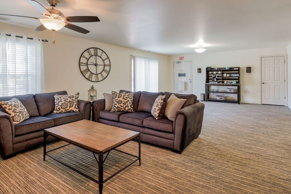 Comfortable couches at Leisure Living Lakeside in Evansville, Indiana