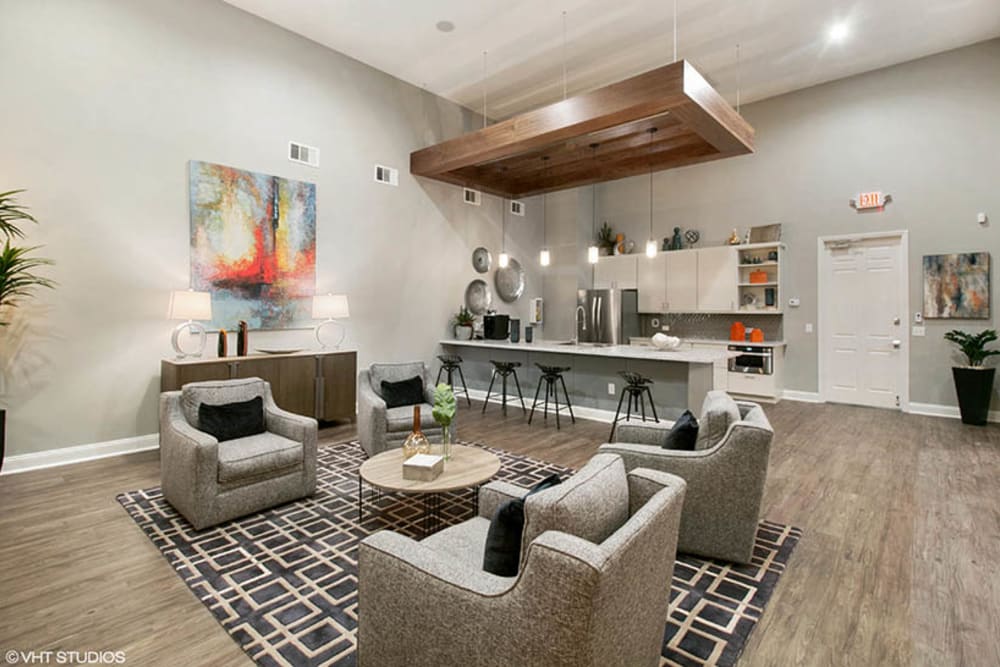 Living room with many modern details at Ascent at Silverado in Las Vegas, Nevada