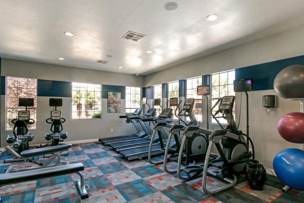 Fitness center with lots of equipment at Ascent at Silverado in Las Vegas, Nevada