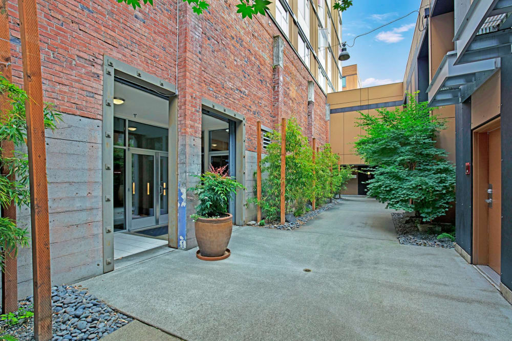 Exterior entrance to the community at Alley South Lake Union in Seattle, Washington