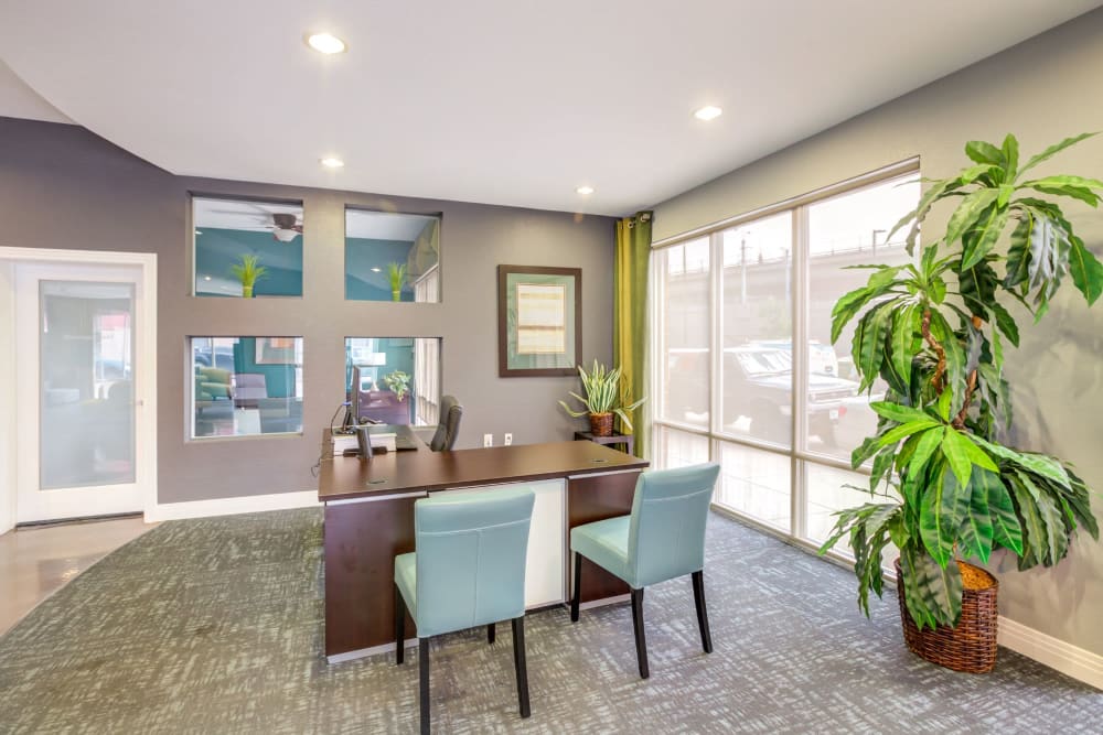 Meeting area with plants at Diamond at Prospect Apartments in Denver, Colorado
