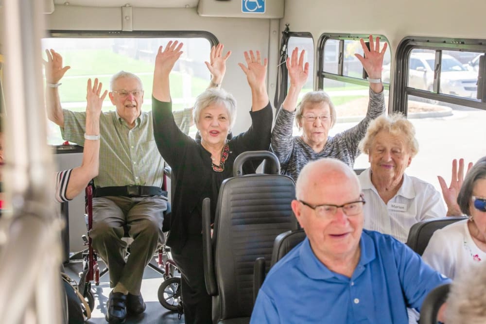 Residents enjoying their transportation at The Madison Senior Living in Kansas City, Missouri