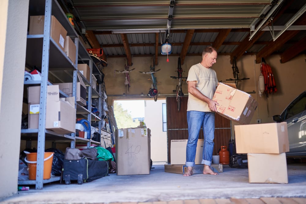a customer unpacking his rented truck at American Self Storage – East Pittsboro in Pittsboro, North Carolina
