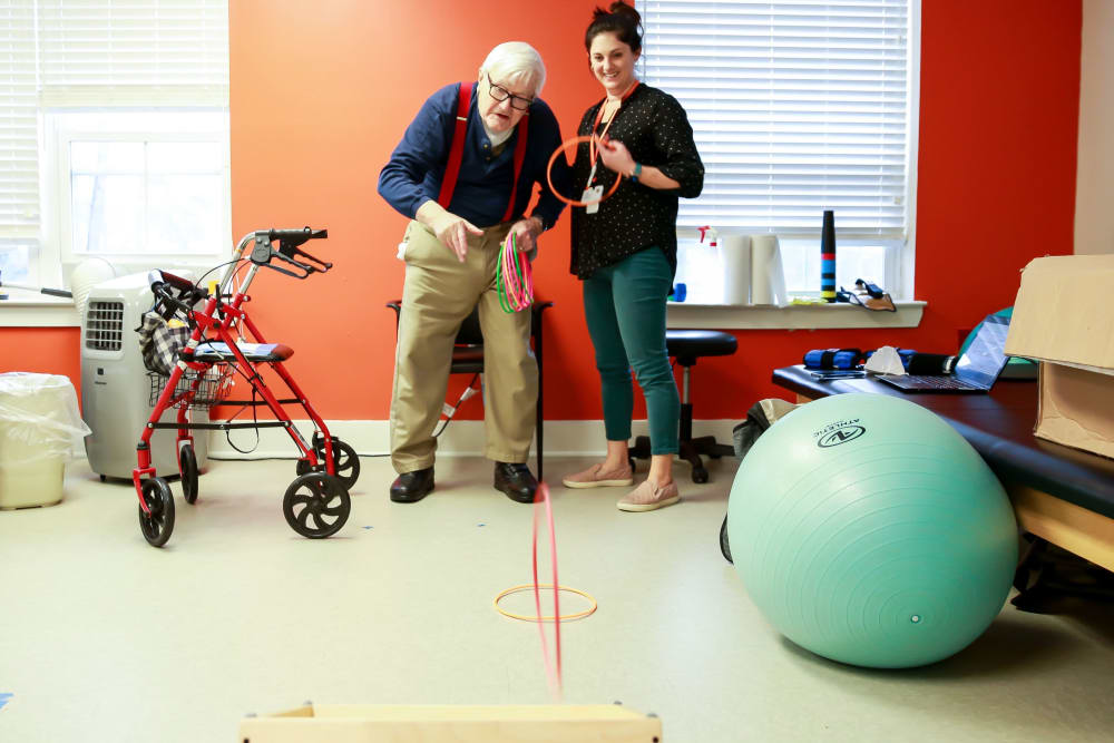 Resident doing physical therapy at Harmony at West Ashley in Charleston, South Carolina