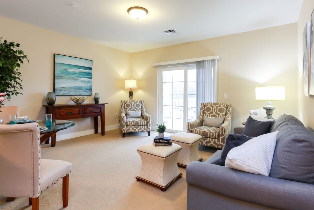 Apartment living room at Harmony at West Ashley in Charleston, South Carolina