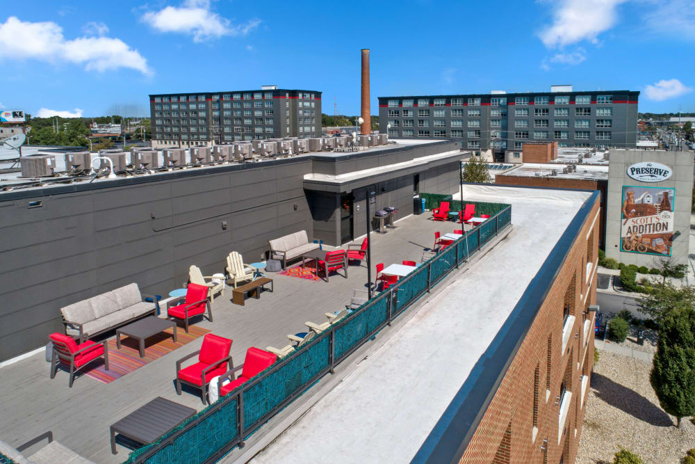 Rooftop deck from above at The Preserve Scott's Addition in Richmond, Virginia