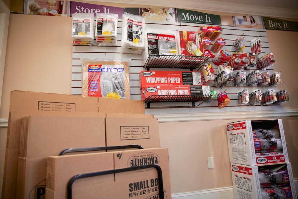 Storage supplies at Advantage Self Storage in Beverly, Massachusetts