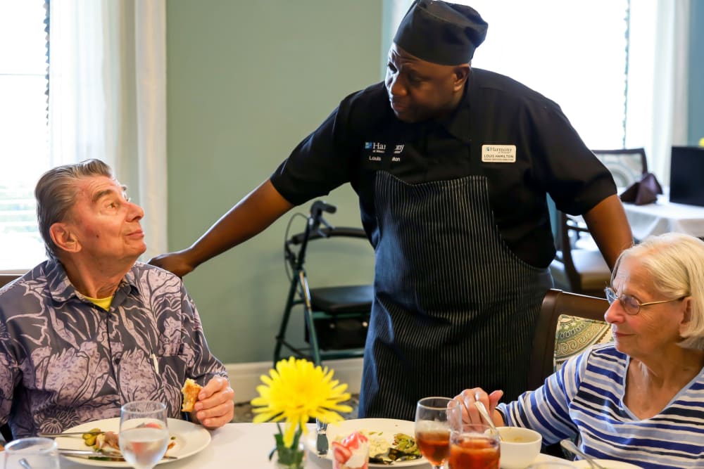 Chef with residents at Harmony at Wescott in Summerville, South Carolina