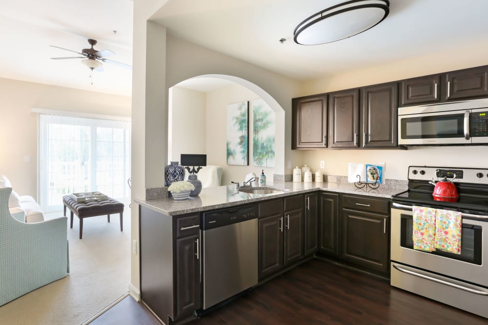 Apartment kitchen at Harmony at Wescott in Summerville, South Carolina