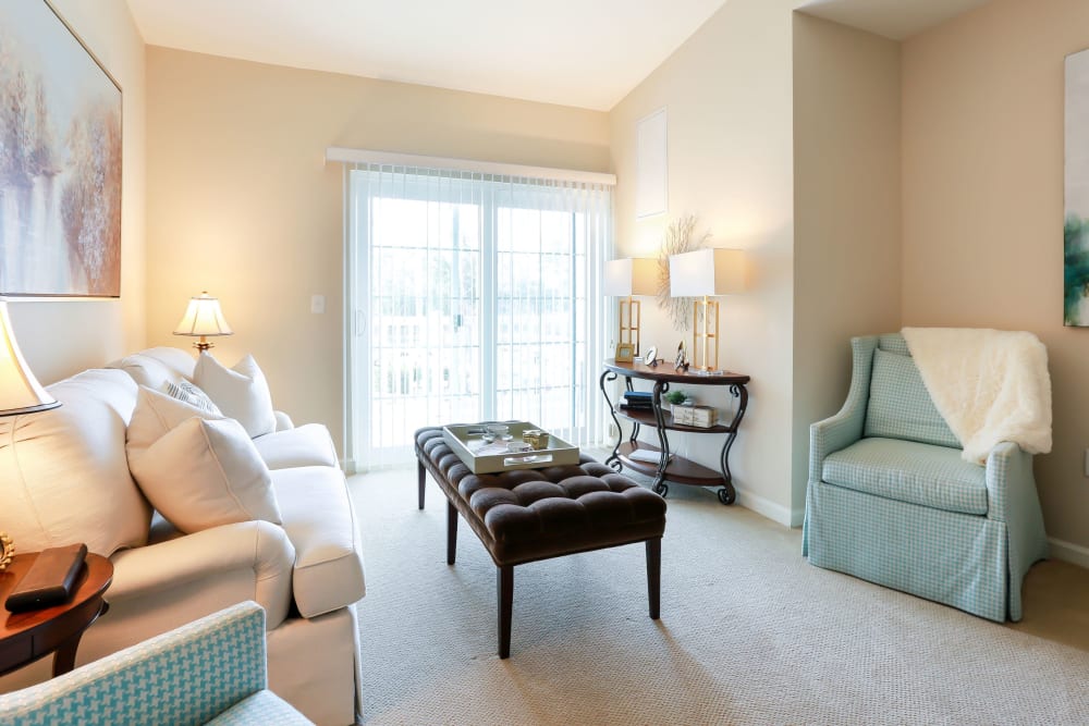 Apartment living room at Harmony at Wescott in Summerville, South Carolina