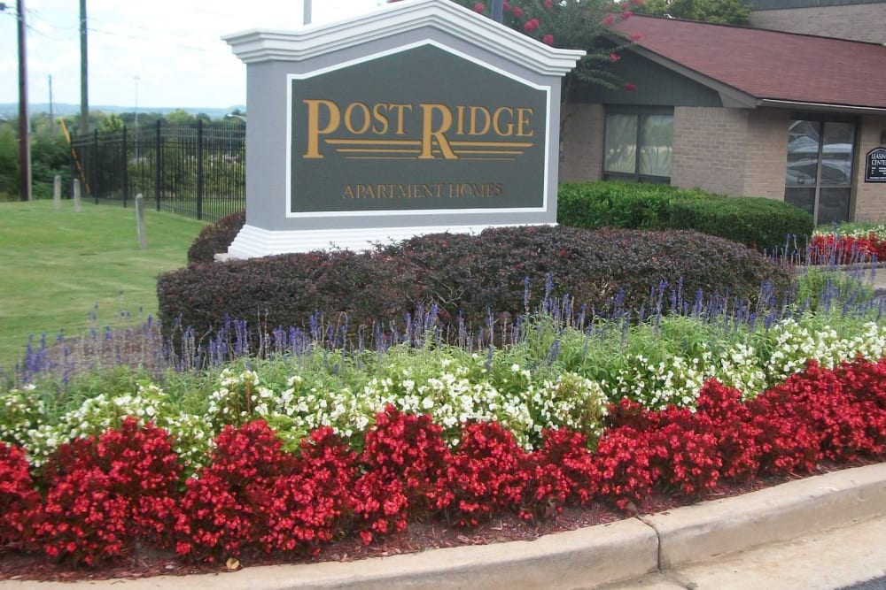 Sign at the entrance to Post Ridge in Phenix City, Alabama