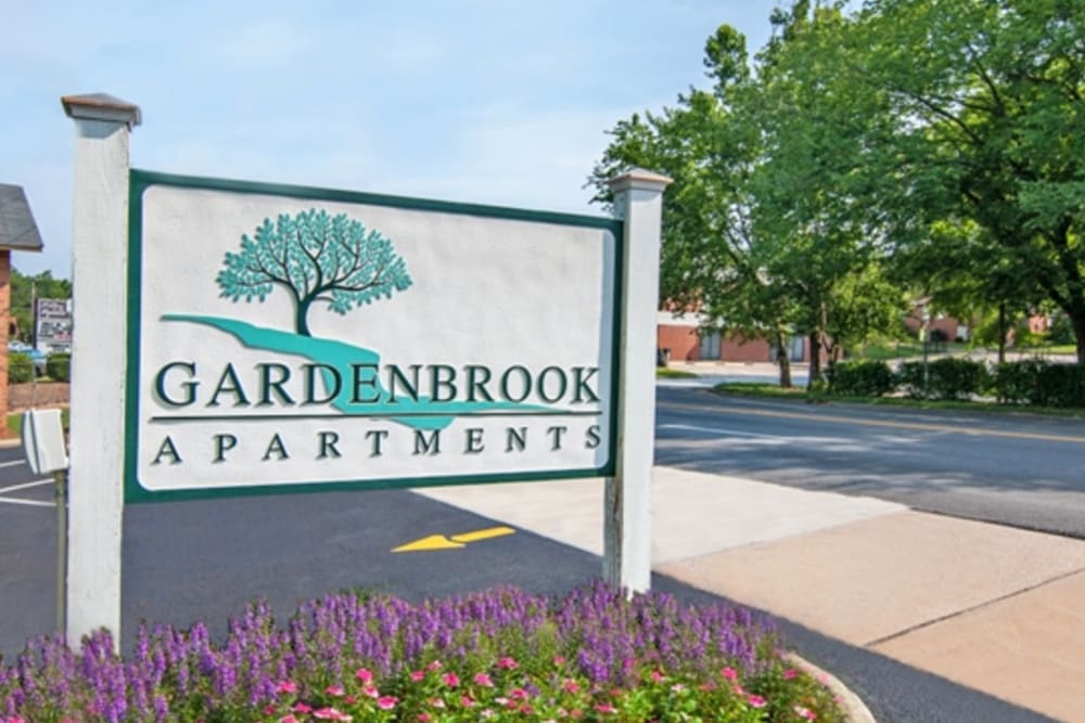 Sign outside of Gardenbrook Apartments in Columbus, Georgia