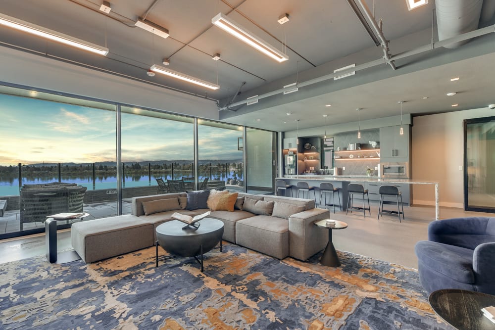 Community Kitchen Are and Lounge area at The Columbia at the Waterfront in Vancouver, Washington