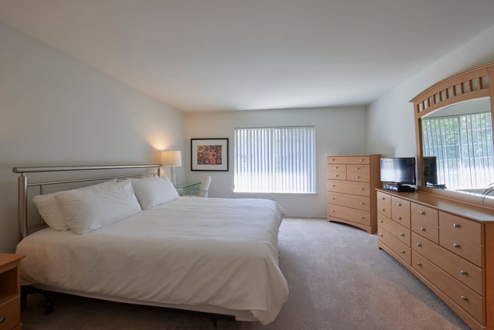 Bedroom with natural lighting at Central Park Estates in Novi, Michigan