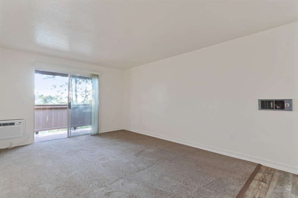 A spacious living room in a home at Terrace View Villas in San Diego, California