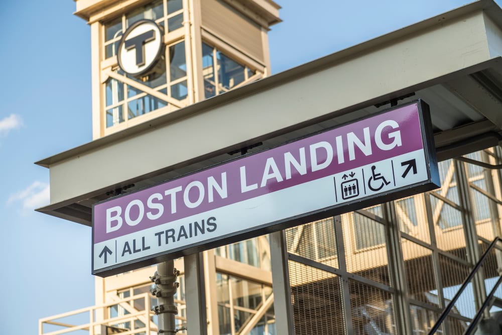 Boston Landing commuter rail in Allston, Massachusetts near Arthaus Apartments
