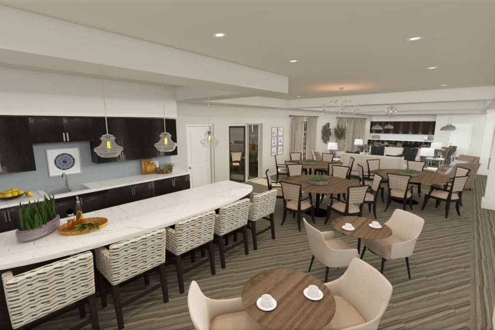 Lounge and dining area at Calumet Trace Senior Living in Owensboro, Kentucky