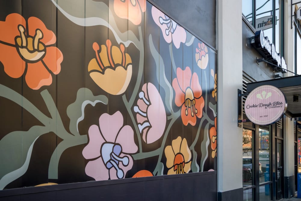 Beautiful flower mural near The Lex in Tacoma, Washington