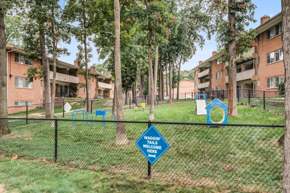 Fenced dog park at Brookdale at Mark Center Apartment Homes in Alexandria, Virginia