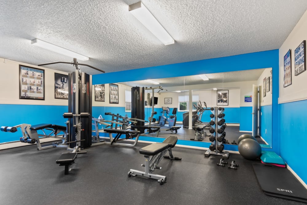 Fitness center at Hilton Village II Apartments in Hilton, New York