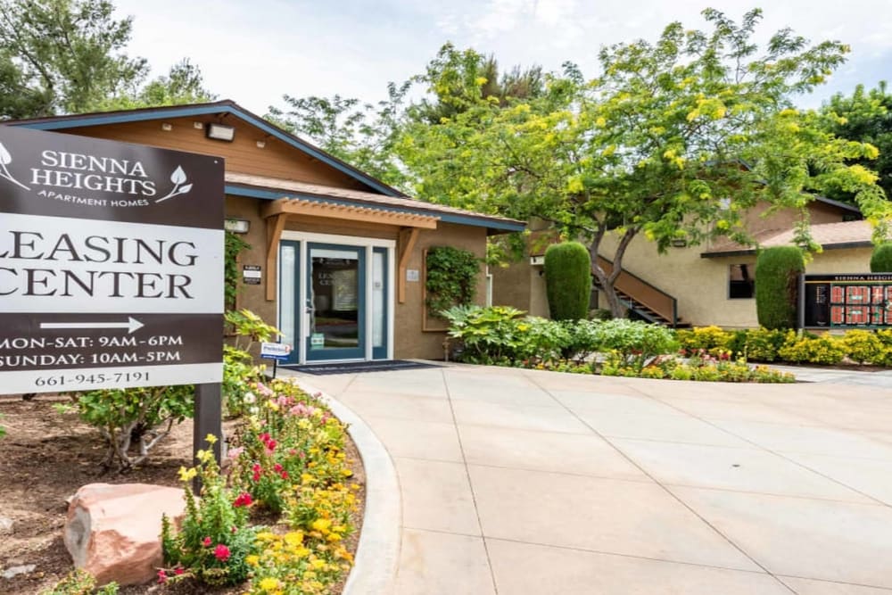 Leasing center at Sienna Heights Apartments in Lancaster, California