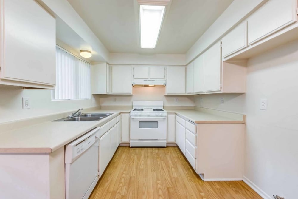 Apartment kitchen at Sienna Heights Apartments in Lancaster, California