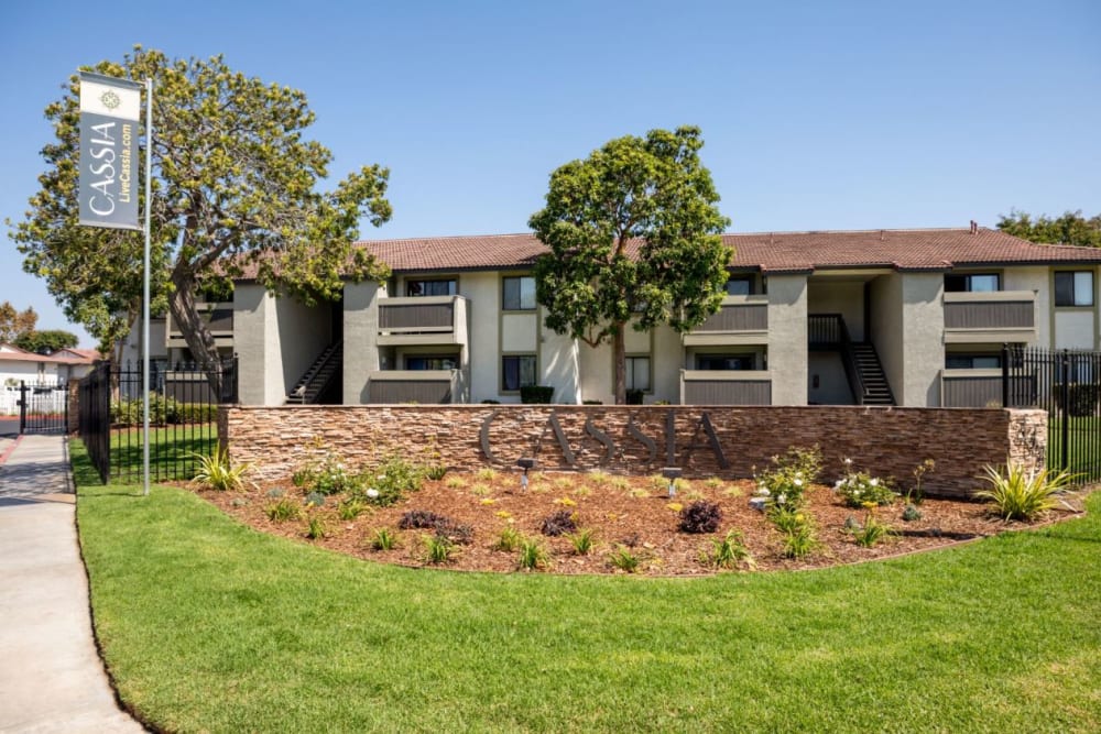 Exterior of apartments at Cassia Apartments in Santa Maria, California