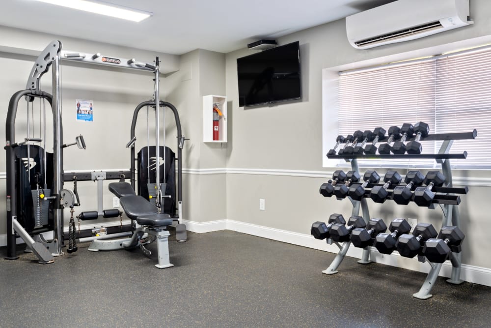 Fitness center at Towson Crossing Apartment Homes in Baltimore, Maryland