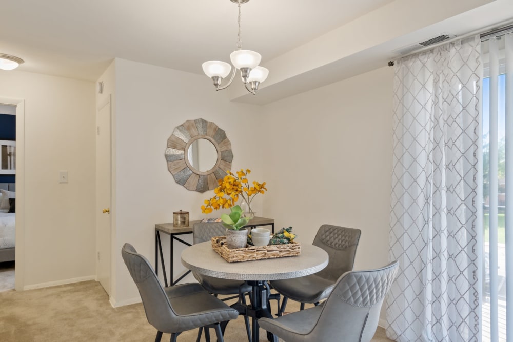 Dining room in a home at Towson Crossing Apartment Homes in Baltimore, Maryland