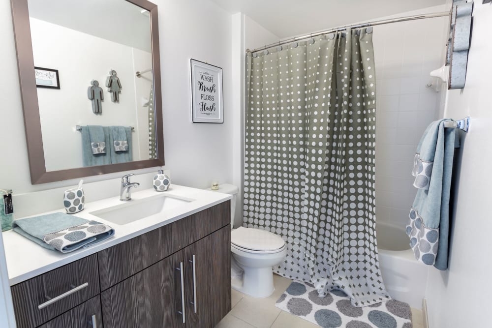 Model bathroom at 275 Fontaine Parc in Miami, Florida