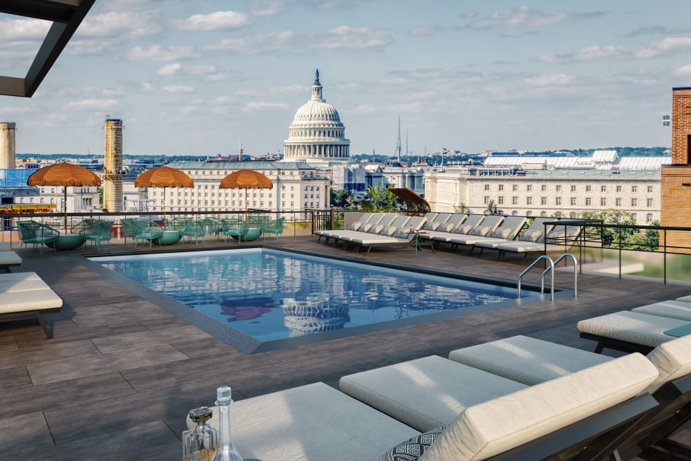 Rooftop pool rendering of Meridian on First Phase 2