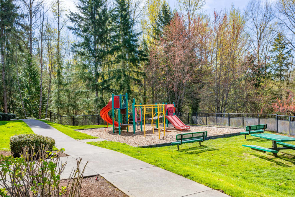 The playground at Pebble Cove Apartments in Renton, Washington
