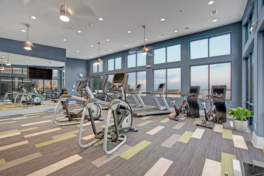 Full sized fitness center at Mark at West Midtown in Atlanta, Georgia