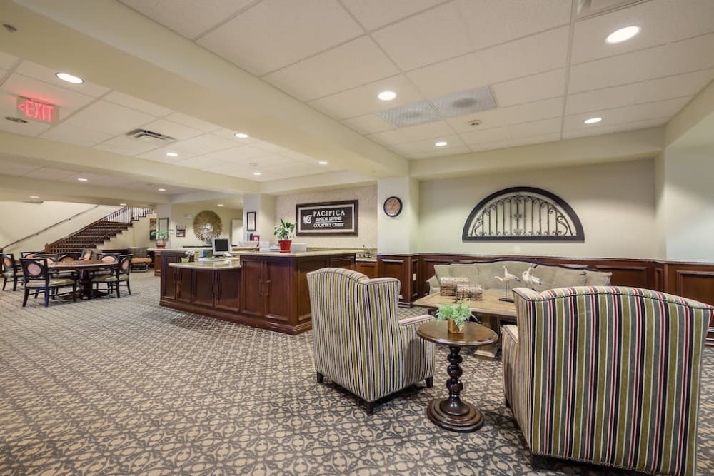 Lobby area at Pacifica Senior Living Country Crest in Oroville, California