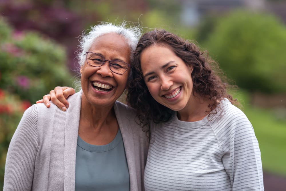 Resident and caregiver at Lake Park Senior Living in Oakland, California