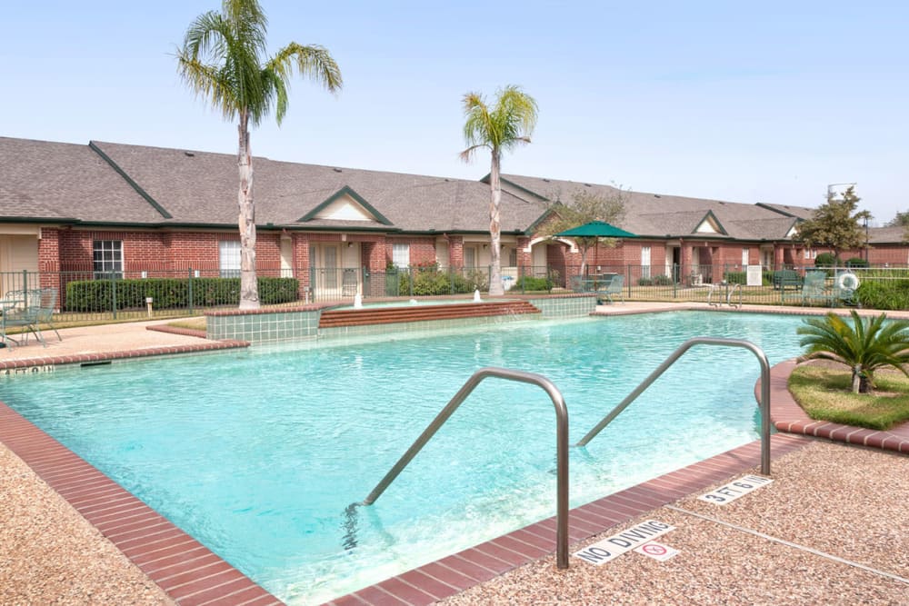 The community pool at Village on the Park Steeplechase in Houston, Texas