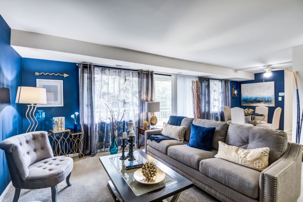 Model living room at Willow Lake Apartment Homes in Laurel, Maryland