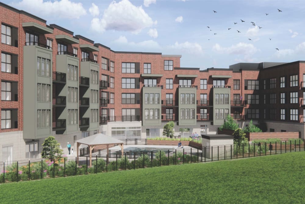 Exterior of facilities at Merrill Gardens at Greenville in Greenville, South Carolina.