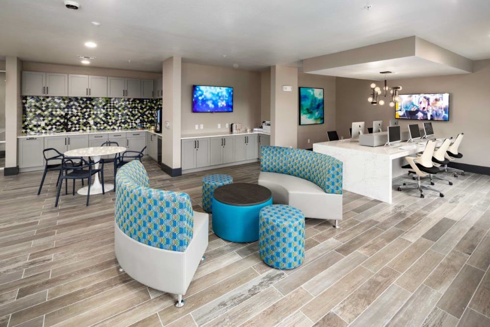Resident clubhouse area to hang out in at The Addison Skyway Marina in St. Petersburg, Florida