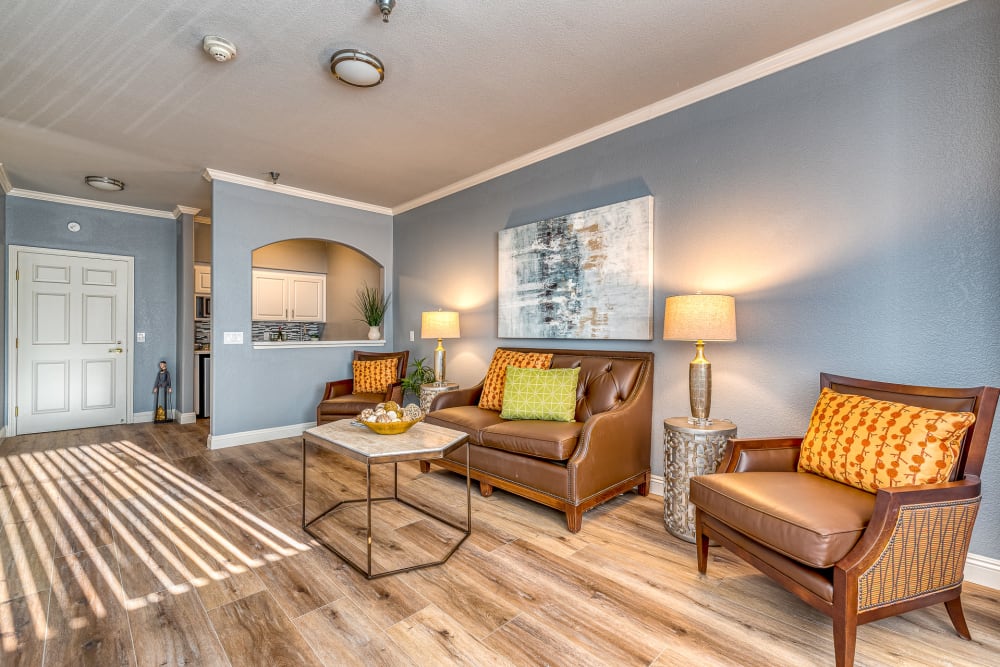 Decorated living room at Pacifica Senior Living Chino Hills in Chino Hills, California