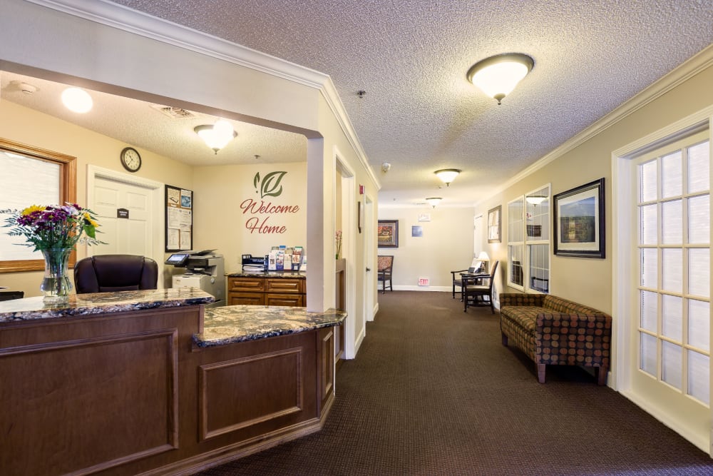 Reception area at Pacifica Senior Living Bakersfield in Bakersfield, California