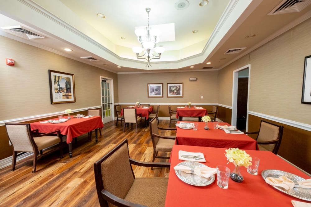 Dining room at The Heritage Memory Care in The Woodlands, Texas