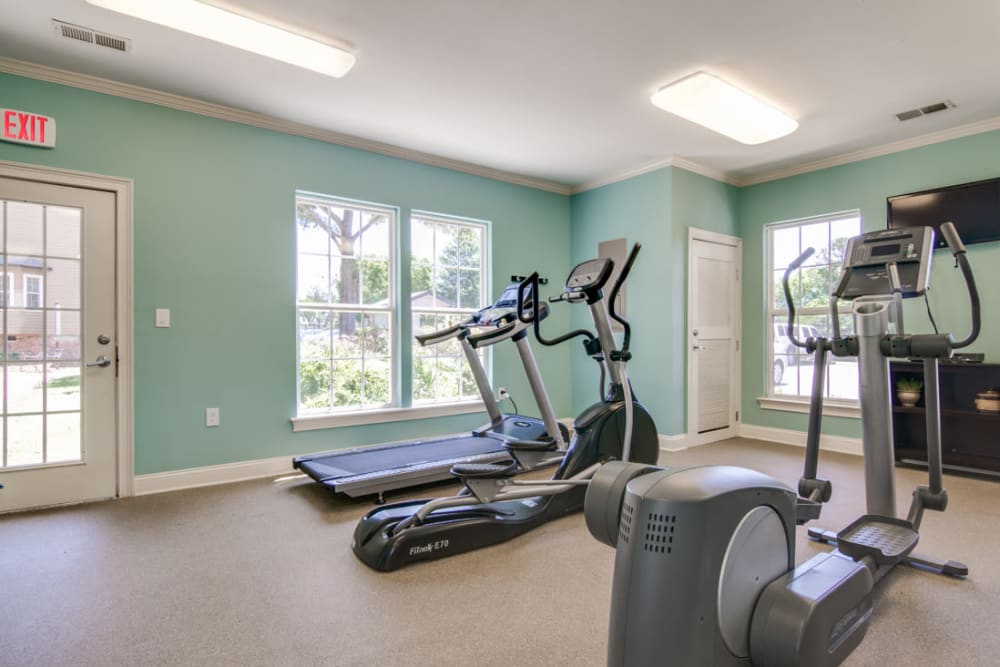 Fitness center at Foundry Townhomes in Simpsonville, South Carolina