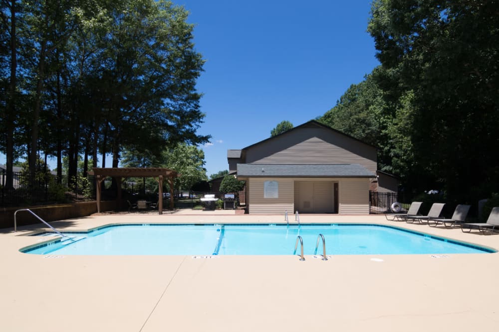 Swimming pool with pool house at Foundry Townhomes in Simpsonville, South Carolina