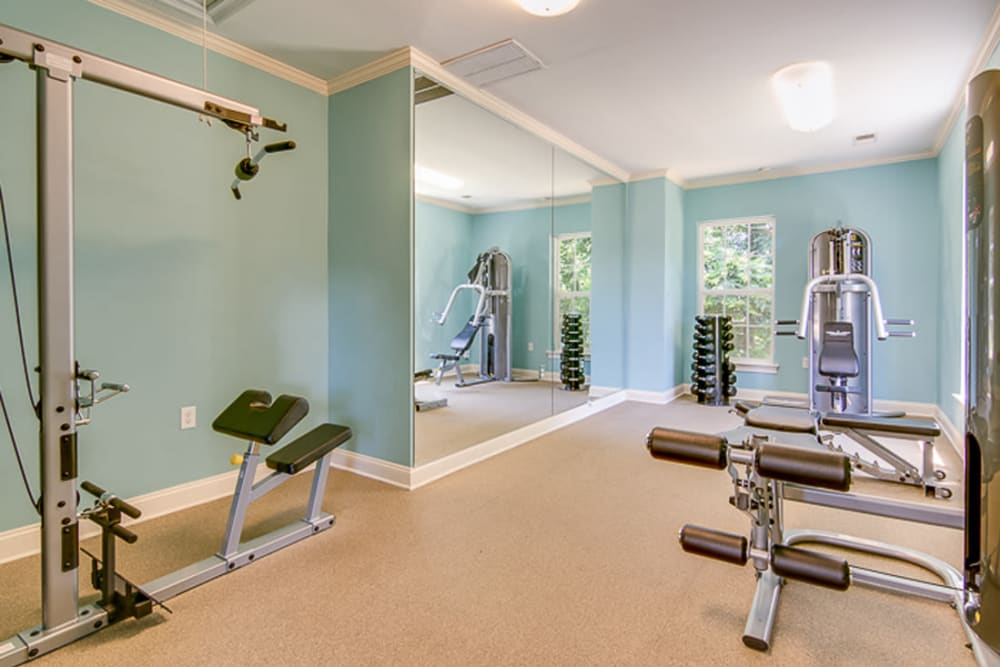 Fitness machines at Foundry Townhomes in Simpsonville, South Carolina