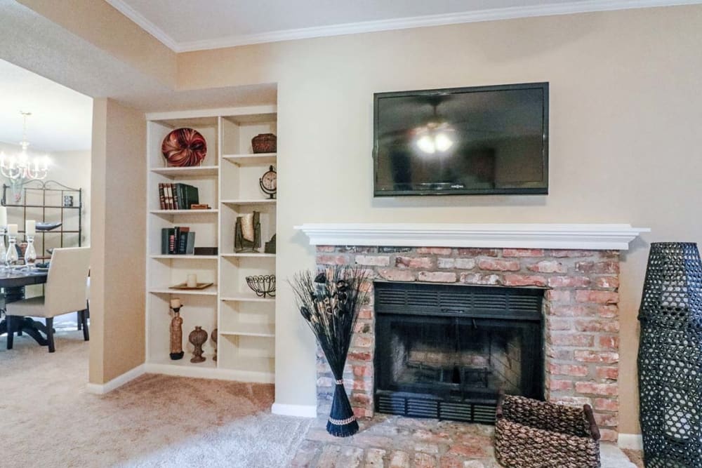 Fireplace in an apartment at Van Mark Ridgeland in Ridgeland, Mississippi