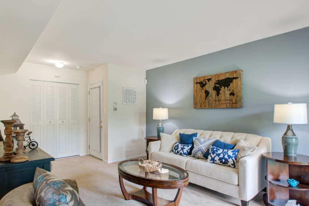 Living room in a home at Sherwood Village Apartment & Townhomes in Eastampton, New Jersey